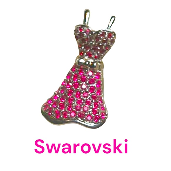 Swarovski crystals pin brooch dress pink silver - Picture 1 of 8